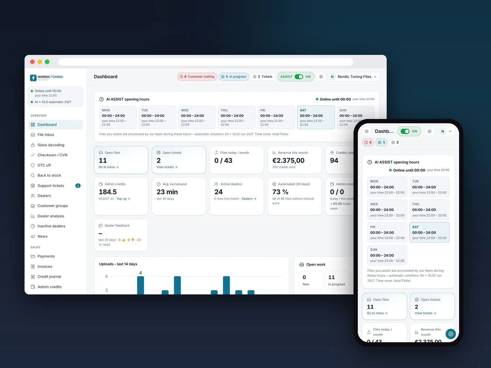 White-Label File Service Portal – Dashboard